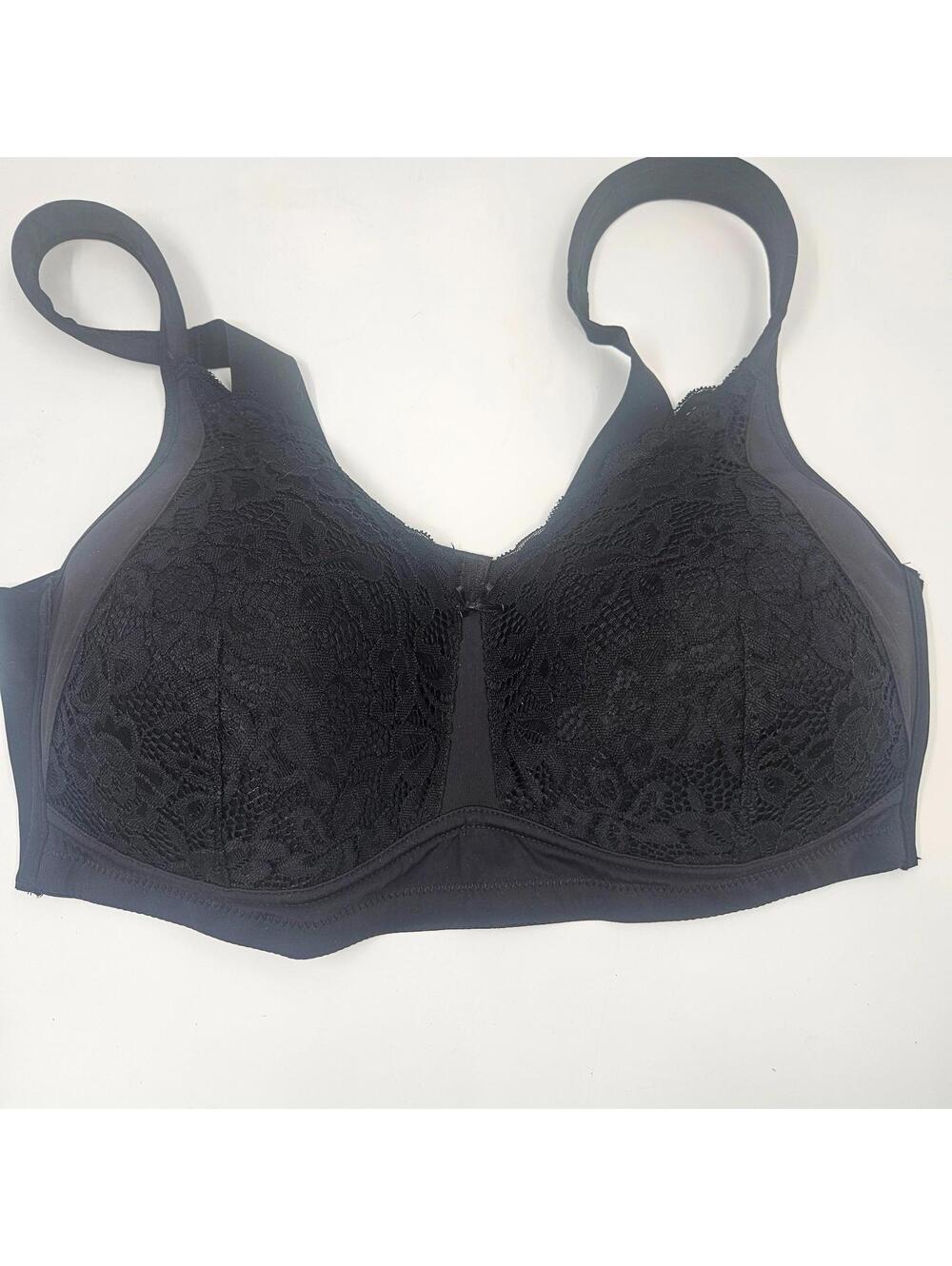 Rhonda Shear Lace Bra Black 1X Style 9216 Soft Cup Supportive Padded Shoulders